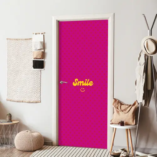 Smile - Stippen - Roze deurposter klein -sfeer6