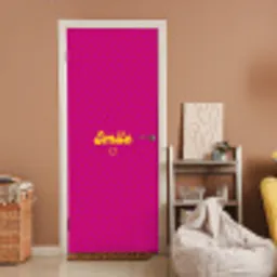Smile - Stippen - Roze deurposter klein -sfeer1