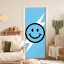 Smiley - Blauw - Bliksem deurposter klein -sfeer2