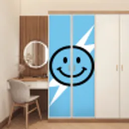 Smiley - Blauw - Bliksem deurposter klein -sfeer3