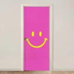 Smiley - Vrolijk - Roze deurposter klein -3d_beige