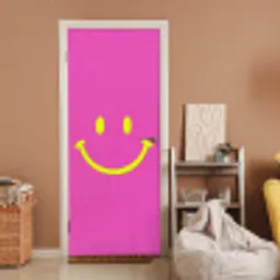 Smiley - Vrolijk - Roze deurposter klein -sfeer1