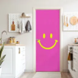 Smiley - Vrolijk - Roze deurposter klein -sfeer5