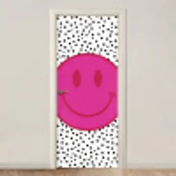 Smiley - Roze - Stippen deurposter klein -3d_beige