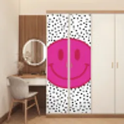 Smiley - Roze - Stippen deurposter klein -sfeer3