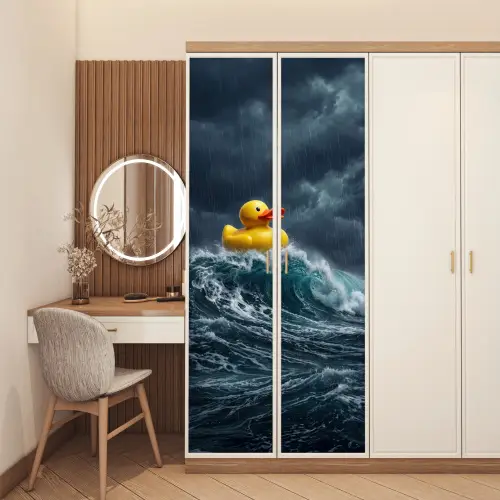 Storm - Badeend - Golven deurposter klein -sfeer3