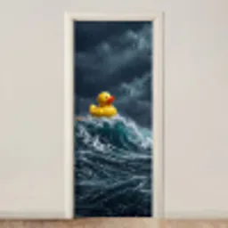 Storm - Badeend - Golven deurposter klein -3d_beige