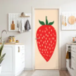 Aardbei - Rood - Modern - Boho deurposter klein -sfeer5