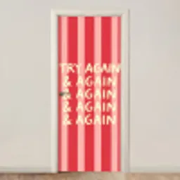 Strepen - Rood - Try again deurposter klein -3d_beige