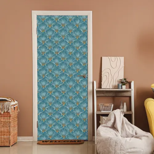 Symmetrisch - Patroon - Blauw deurposter klein 289 -sfeer1