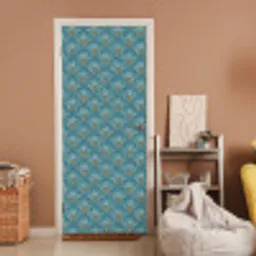 Symmetrisch - Patroon - Blauw deurposter klein 289 -sfeer1