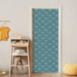 Symmetrisch - Patroon - Blauw deurposter klein 289 -sfeer4