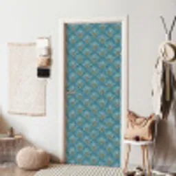Symmetrisch - Patroon - Blauw deurposter klein 289 -sfeer6