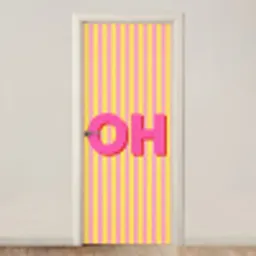 Tekst - Strepen - Roze deurposter klein -3d_beige