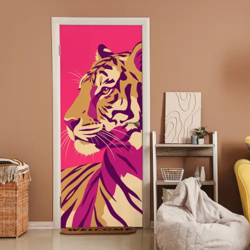 Tijger - Modern - Neon deurposter klein -sfeer1