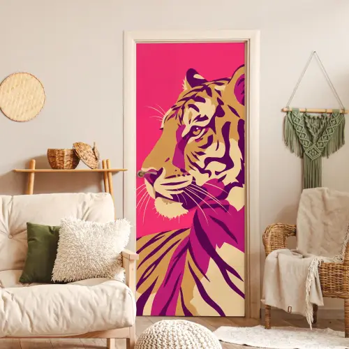 Tijger - Modern - Neon deurposter klein -sfeer2