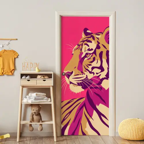 Tijger - Modern - Neon deurposter klein -sfeer4