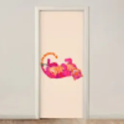 Tijger - Roze - Oranje deurposter klein -3d_beige