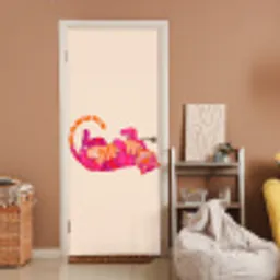 Tijger - Roze - Oranje deurposter klein -sfeer1