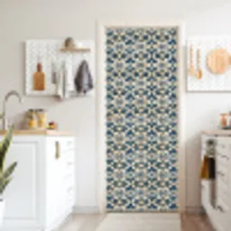 Tegel - Patroon - Blauw - Beige deurposter klein 289 -sfeer5