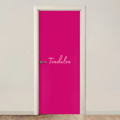 Toedeloe - Roze deurposter klein -3d_beige