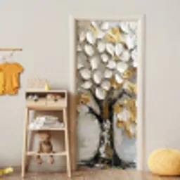 Boom - Beige - Grijs - Goud - Abstract deurposter klein -sfeer4