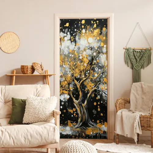 Boom - Zwart - Goud - Wit - Modern deurposter klein -sfeer2
