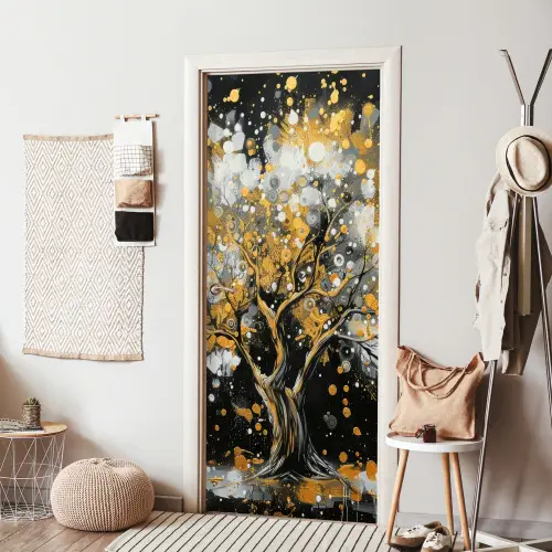 Boom - Zwart - Goud - Wit - Modern deurposter klein -sfeer6