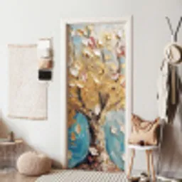 Boom - Blauw - Goud - Abstract - Modern deurposter klein -sfeer6