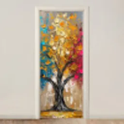 Boom - Kleurrijk - Grijs - Modern deurposter klein -3d_beige
