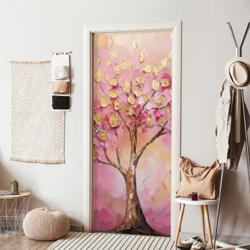 Boom - Roze - Goud - Modern deurposter klein -sfeer6