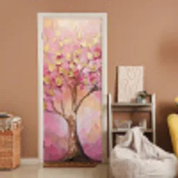 Boom - Roze - Goud - Modern deurposter klein -sfeer1
