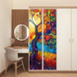 Boom - Zon - Verflook - Kleuren - Abstract deurposter klein -sfeer3