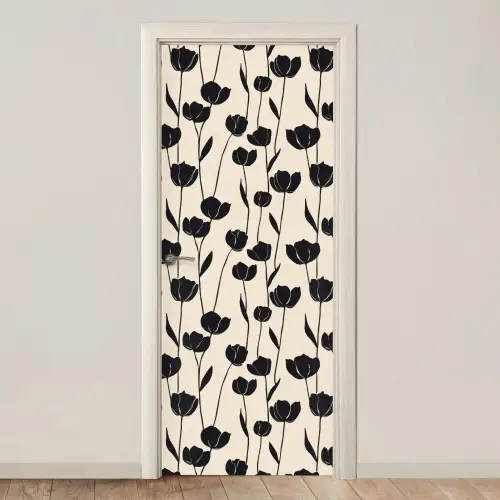 Tulpen - Patroon - Zwart deurposter klein 289 -3d_beige