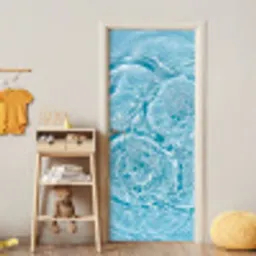 Water - Blauw - bubbels deurposter klein -sfeer4