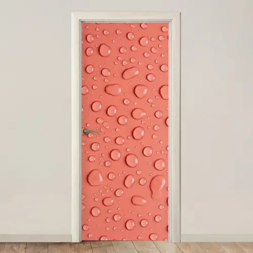 Water - Druppels - Roze deurposter klein -3d_beige