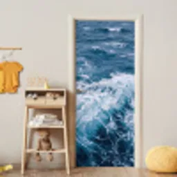 Golven - Oceaan - Blauw deurposter klein -sfeer4
