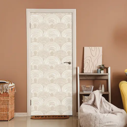 Golven - Structuur - Beige deurposter klein 289 -sfeer1