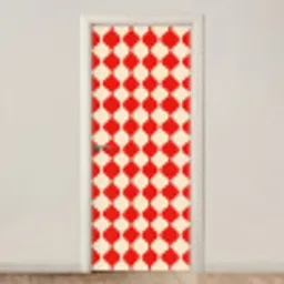 Golvend patroon - Retro - Rood - Beige deurposter klein 289 -3d_beige