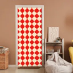 Golvend patroon - Retro - Rood - Beige deurposter klein 289 -sfeer1