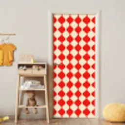 Golvend patroon - Retro - Rood - Beige deurposter klein 289 -sfeer4