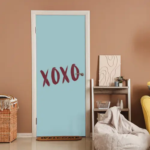 XOXO - Blauw - Rood deurposter klein -sfeer1