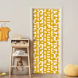 Geel - Beige - Patroon deurposter klein 289 -sfeer4