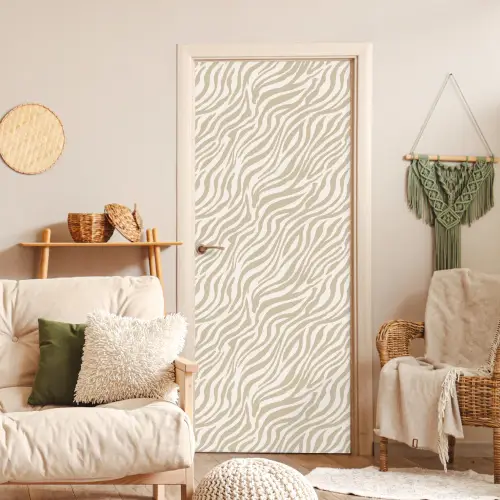 Zebra - Patroon - Beige deurposter klein 289 -sfeer2