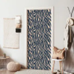 Zebra - Patroon - Blauw - Beige deurposter klein 289 -sfeer6