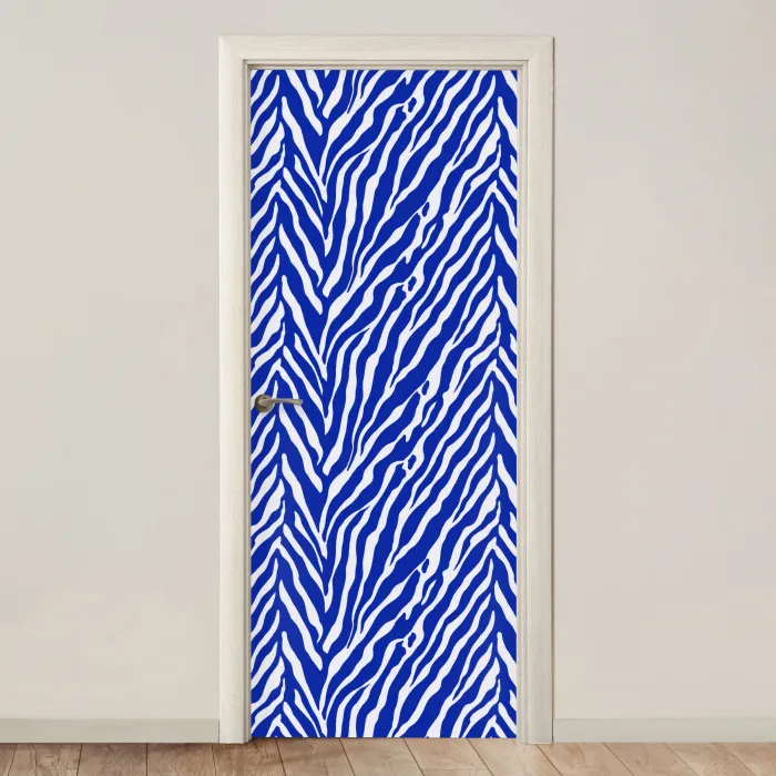 Zebra - Patroon - Kobalt - Blauw deurposter klein 289 -3d_beige