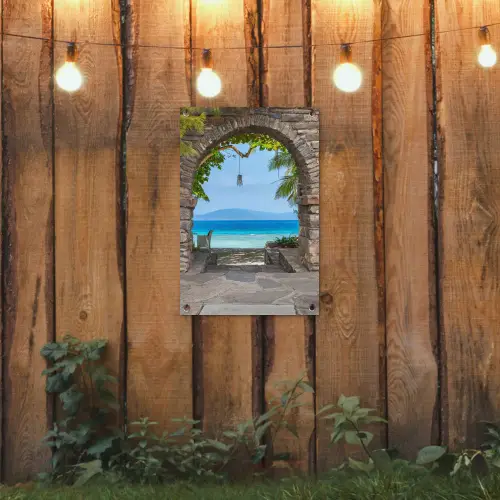 Een poort naar paradijs tuinposter los doek klein -sfeer1