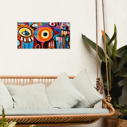 Abstract - Gezicht - Kleurrijk tuinposter los doek klein -sfeer7