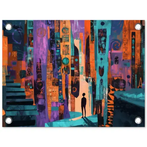 Abstract - Figuren - Kleurrijk tuinposter los doek klein -3d