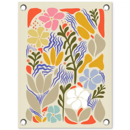 Abstract - Bloemen - Bladeren tuinposter los doek klein -3d